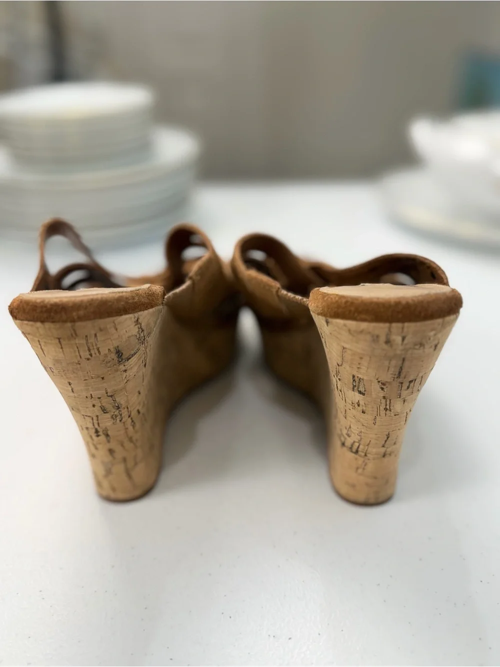UGG Marta Chestnut Suede Woven Cork Wedge Sandals Women’s Size 10